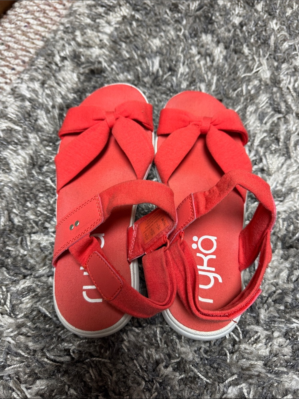 Ryka Woman’s orange Strap Sandals with Velcro Ankle